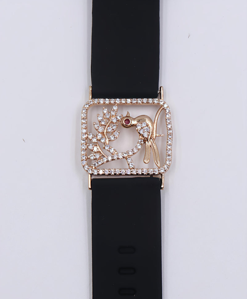 Women Stylish Lether Bracelet ( Black )