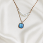 Zelra Dual-Layer Imitation Necklace with Pearls & Blue Pendant