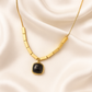 Zelra Bold Black Square Pendant Necklace in Gold Finish (Imitation Jewelry)