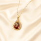 Zelra GarnetLeaf Teardrop Pendant Necklace