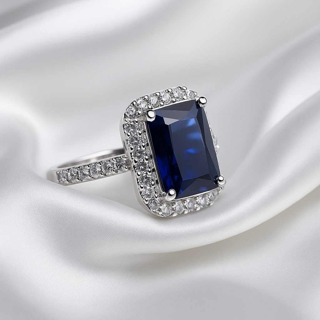 Blue stone American Dimond finger ring for woman / Fancy and Ethenticwear  WSAD-01