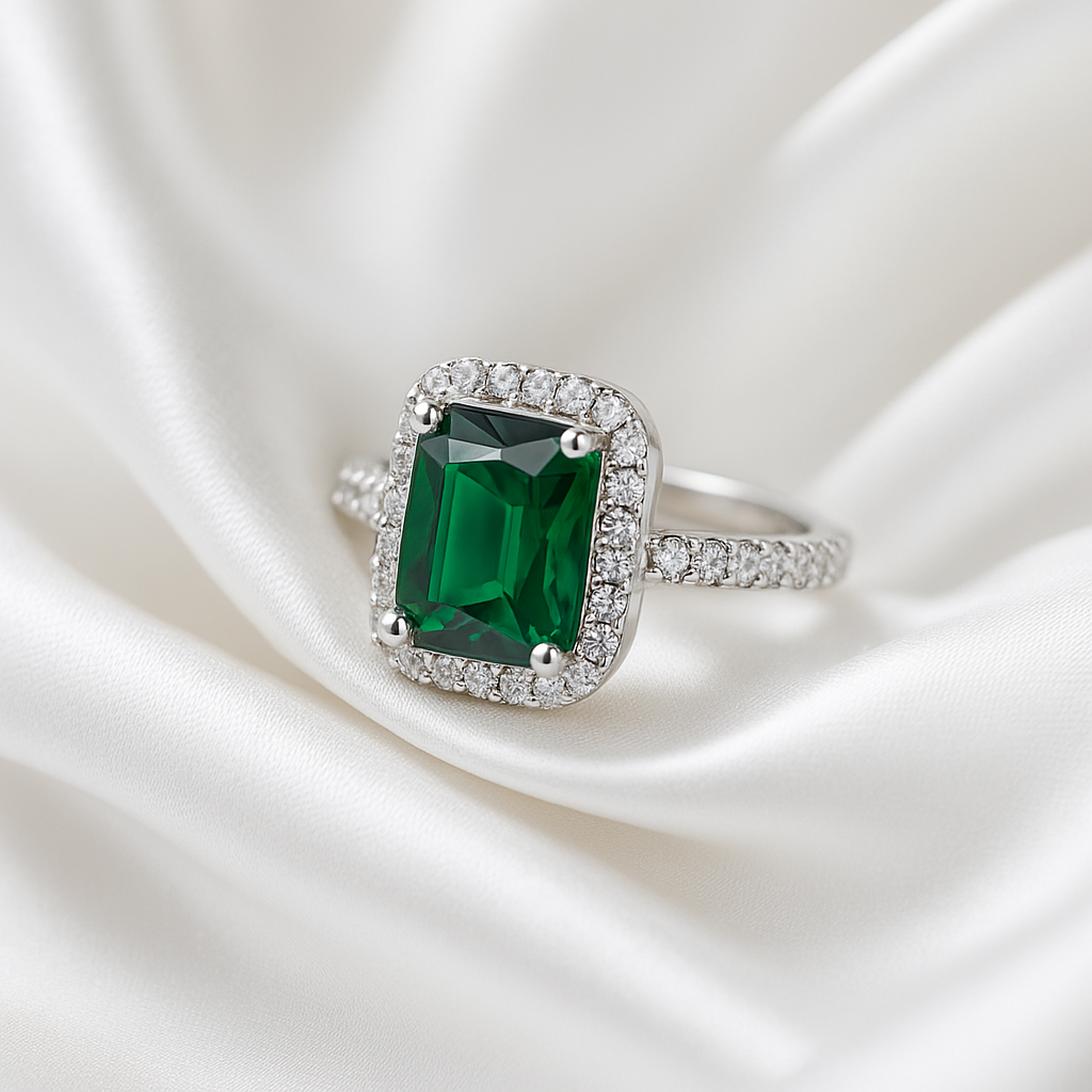 Zelra Green stone American Dimond finger ring for woman / Fancy and Ethenticwear WSAD-01