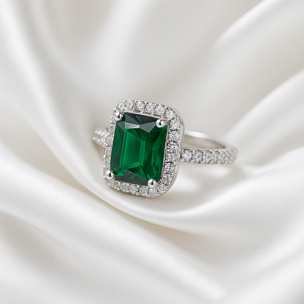 Zelra Green stone American Dimond finger ring for woman / Fancy and Ethenticwear WSAD-01