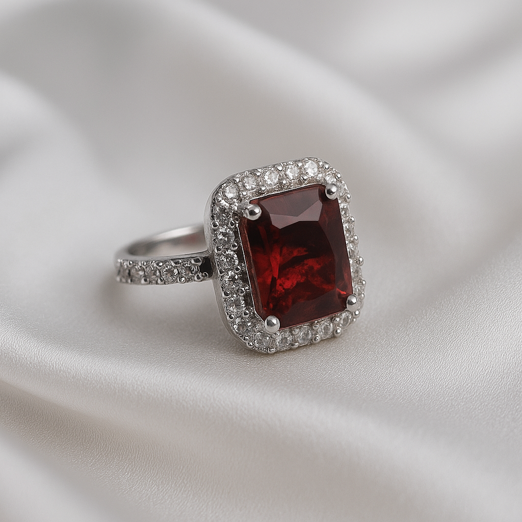 Zelra Red stone American Dimond finger ring for woman / Fancy and Ethenticwear WSAD-01