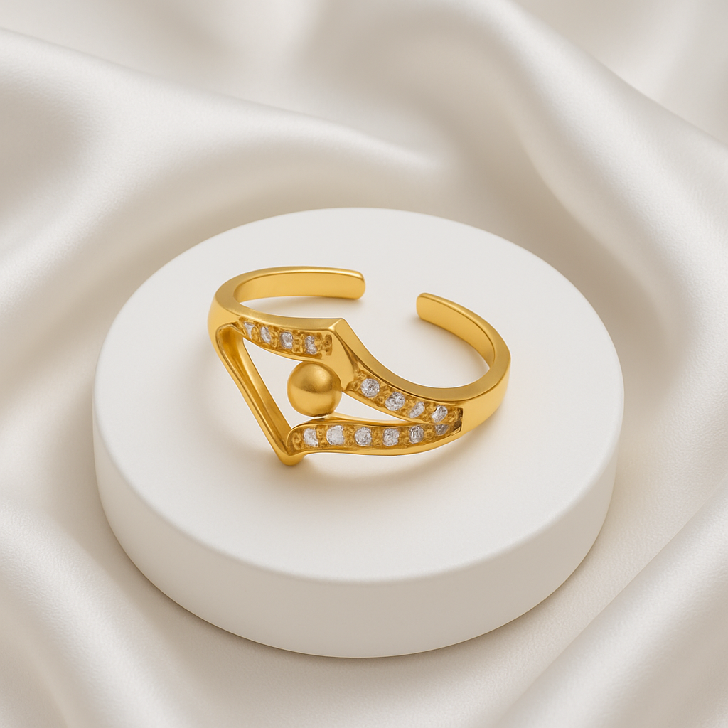 Zelra Aura Geometric Gold-Plated Ring