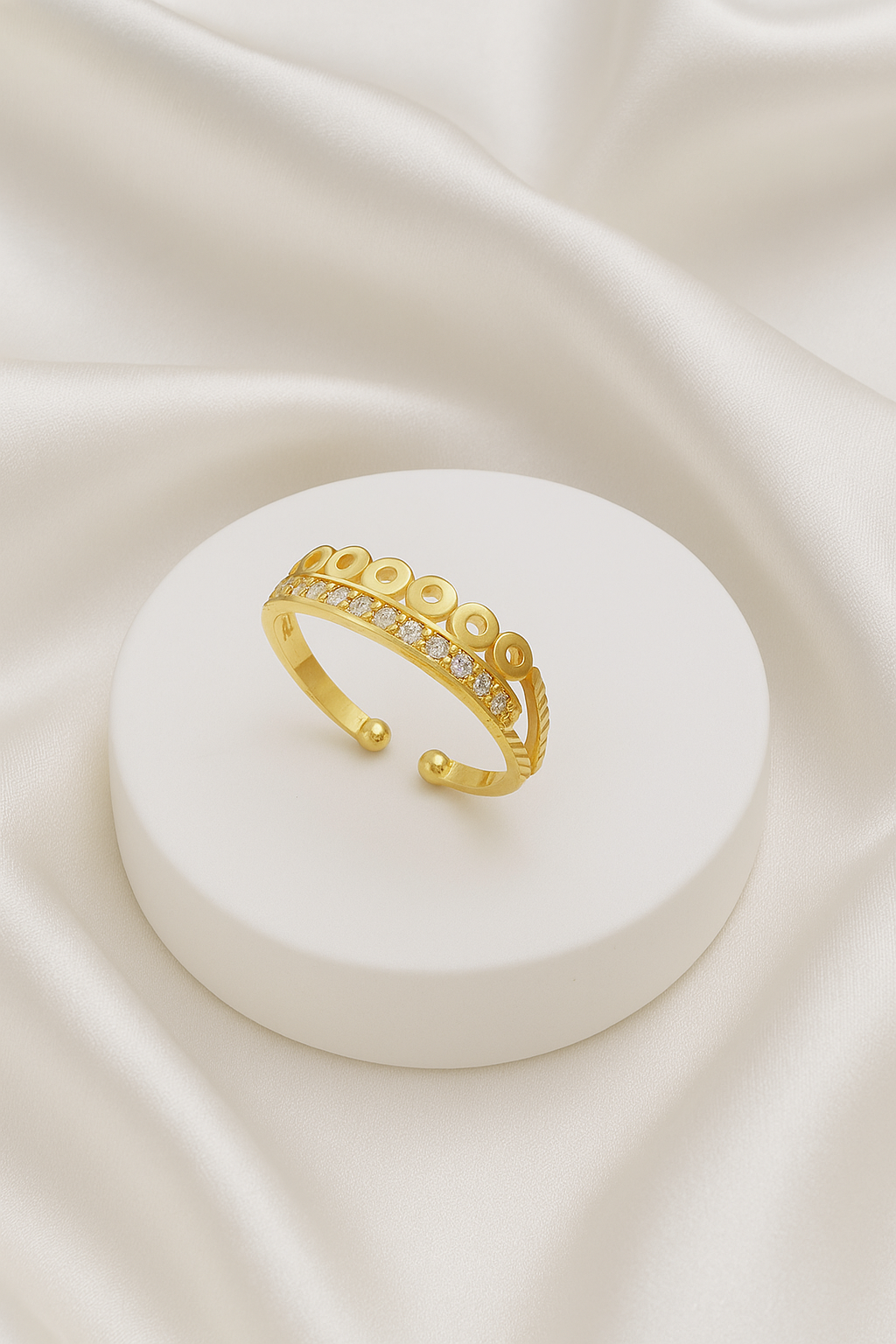 Zelra Celeste Crown Gold-Plated Adjustable Ring