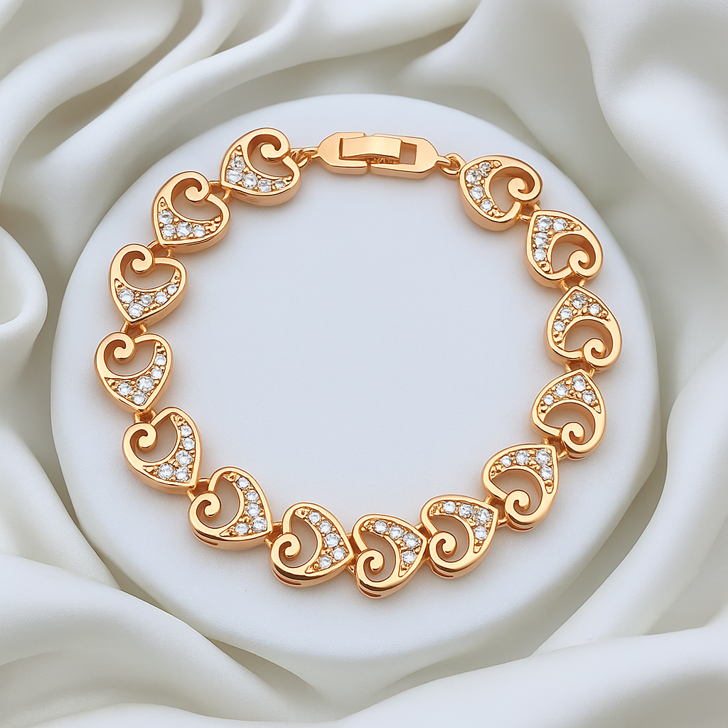 Zelra Spiral Heart Gold-Plated Bracelet