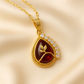 Zelra GarnetLeaf Teardrop Pendant Necklace