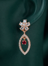 Elegant Rose Gold-Plated Marquise Drop Earrings | Red Stone by Zelra Jewellery ✨