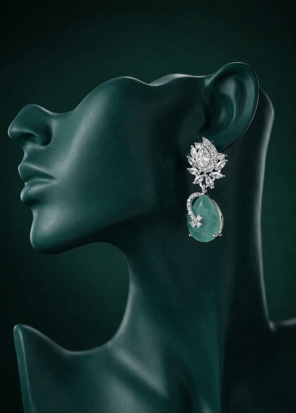 Exquisite Silver-Plated Emerald Green Drop Earrings by Zelra Jewellery ✨