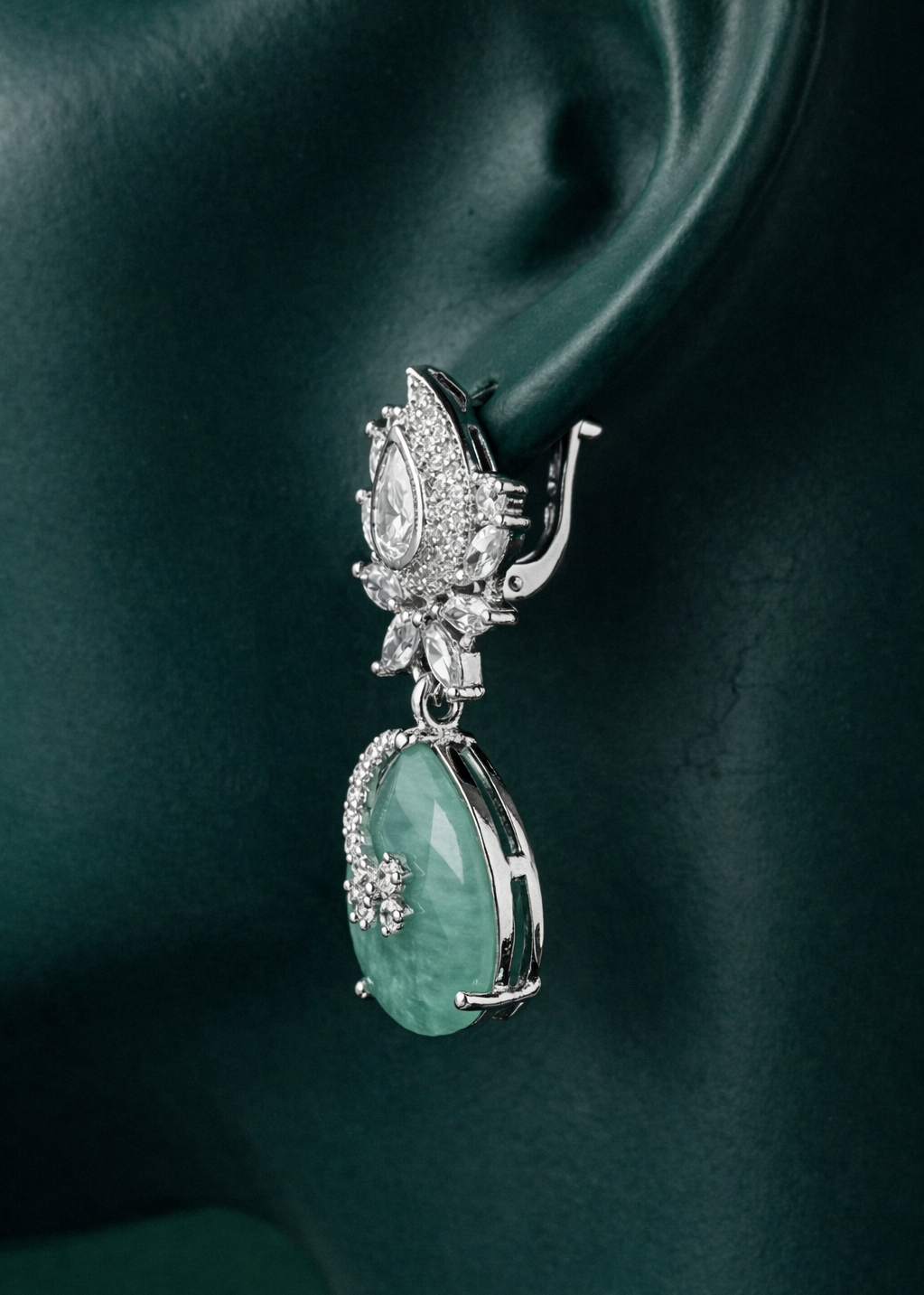 Exquisite Silver-Plated Emerald Green Drop Earrings by Zelra Jewellery ✨