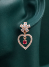 Romantic Rose Gold-Plated Heart Drop Earrings | Red Stone by Zelra Jewellery ✨