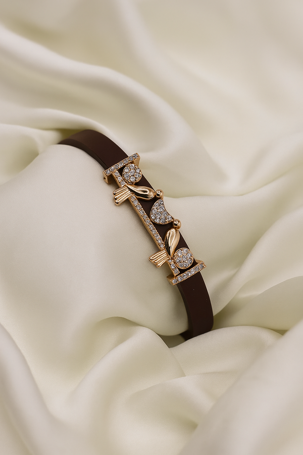 Women Stylish Lether Bracelet ( Brown ) WSL-01