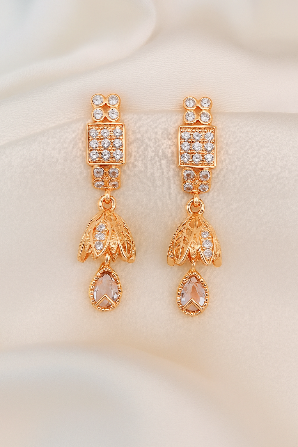 Zelra Rose Gold Plated Imported Jhummer Balli Butti Earrings for Women's & Girls RGPJ-04