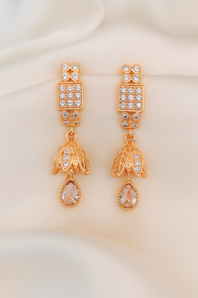 Zelra Rose Gold Plated Imported Jhummer Balli Butti Earrings for Women's & Girls RGPJ-04