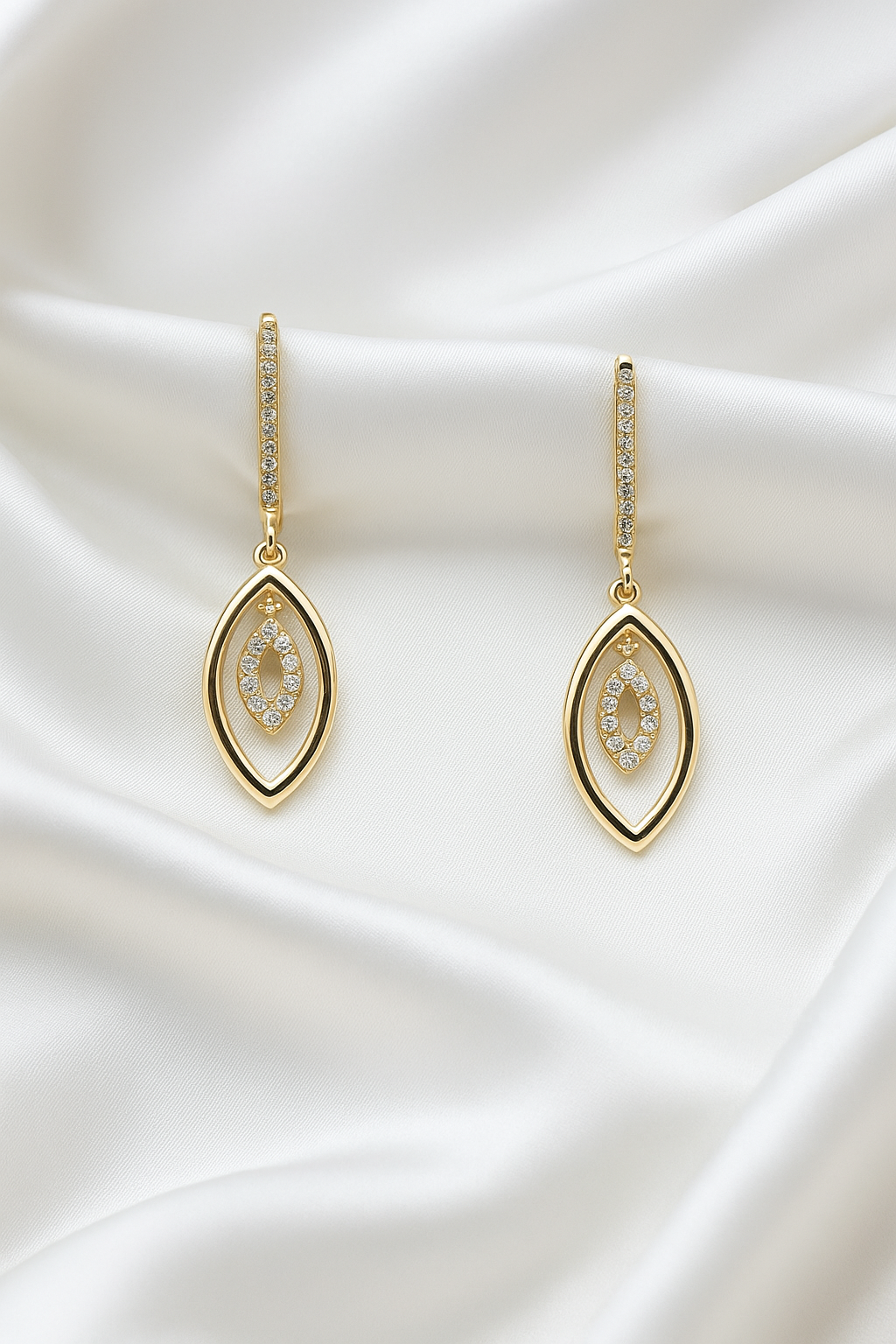 Zelra Rose Gold AD Earrings | Elegant Anti-Tarnish Earrings | Double Teardrop Earrings | Daily Wear Rose Gold Earrings | Chic AD Statement Earrings RGA-03