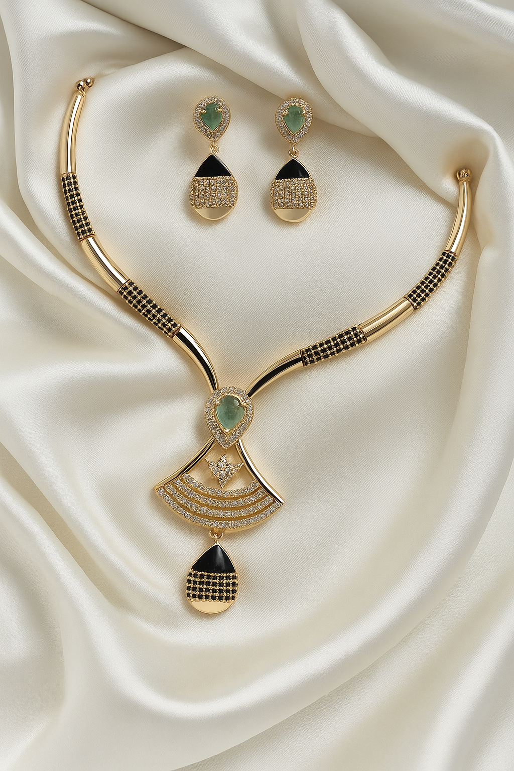 Traditional 18k Rosegold plated American Diamond Necklace Jewellery Set for Women Girls