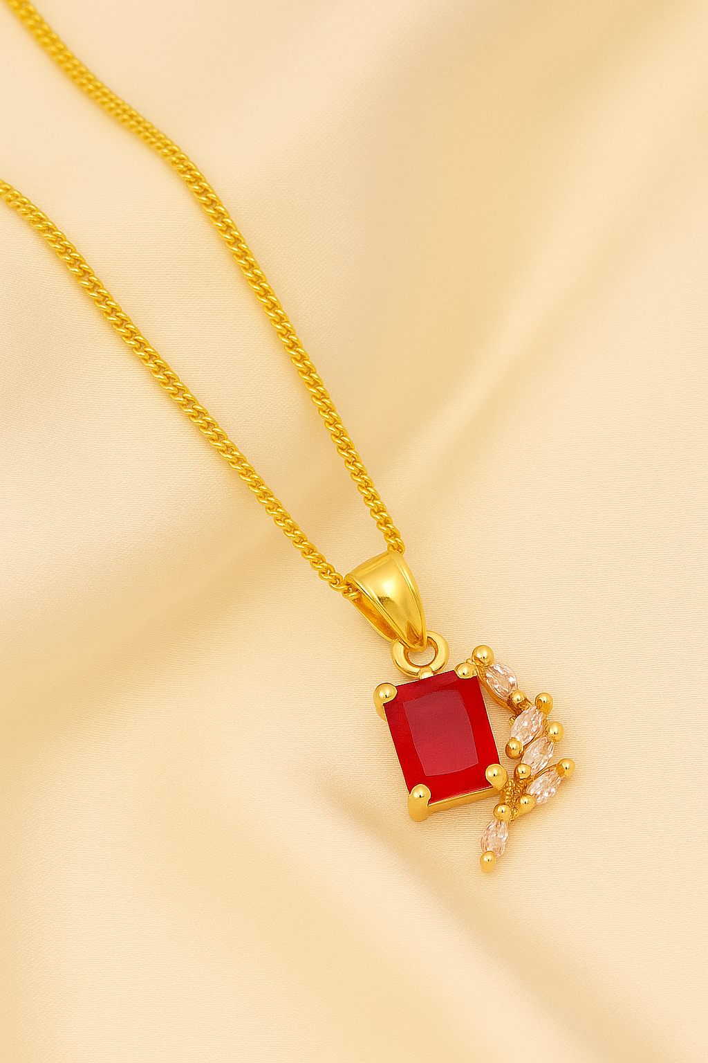 Zelra Enchanted Red Gem Pendant Necklace – Effortless Elegance Redefined