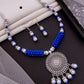 Pink Beaded Oxidised Necklace Set with Earrings