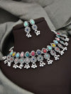 Oxidised Multicolor Stone Choker Necklace Set with Earrings