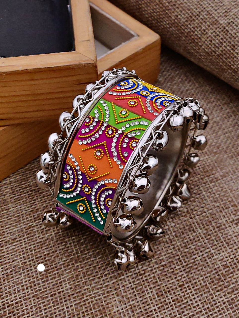 Vibrant Navratri Kada with Enamel Work & Ghungroo Bells