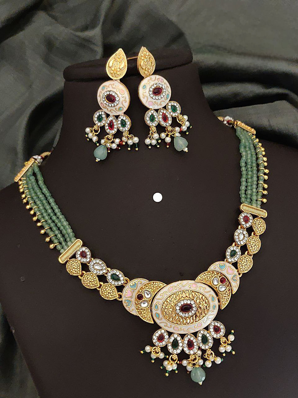 Royal Kundan & Beaded Necklace Set with Earrings