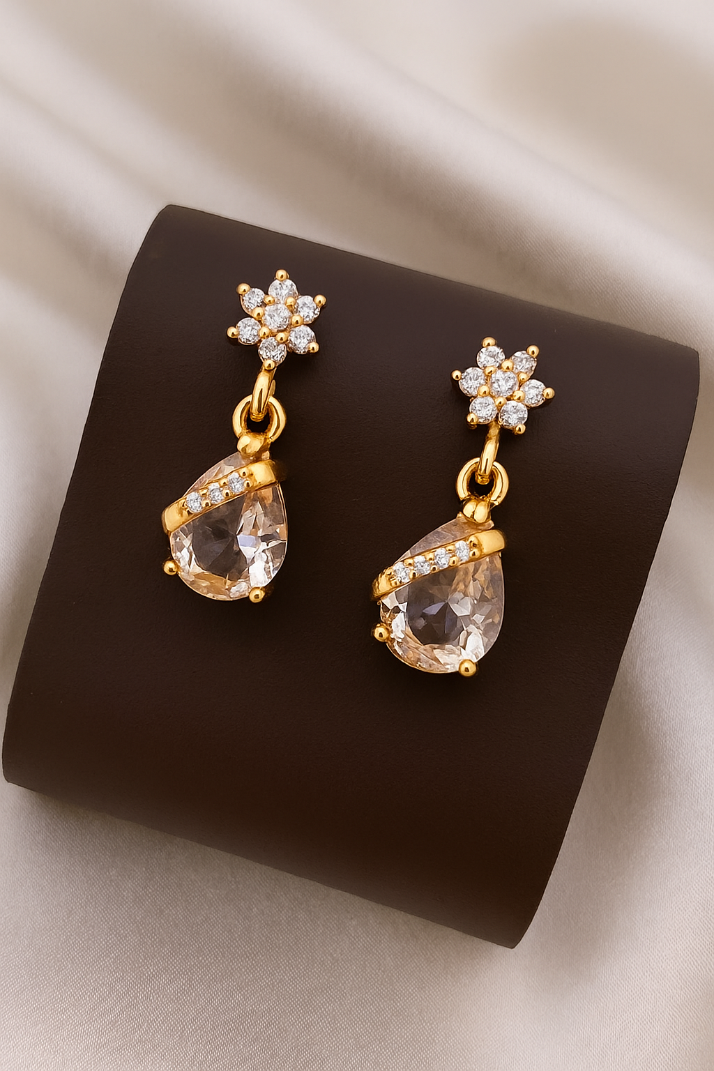 Zelra Golden Bloom Teardrop Earrings – Timeless Charm, Redefined