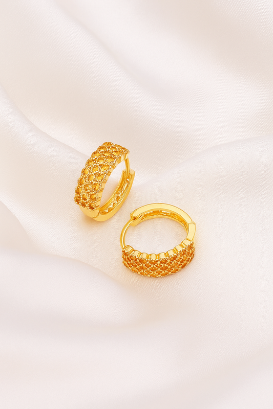Zelra Golden Glow Textured Hoop Earrings
