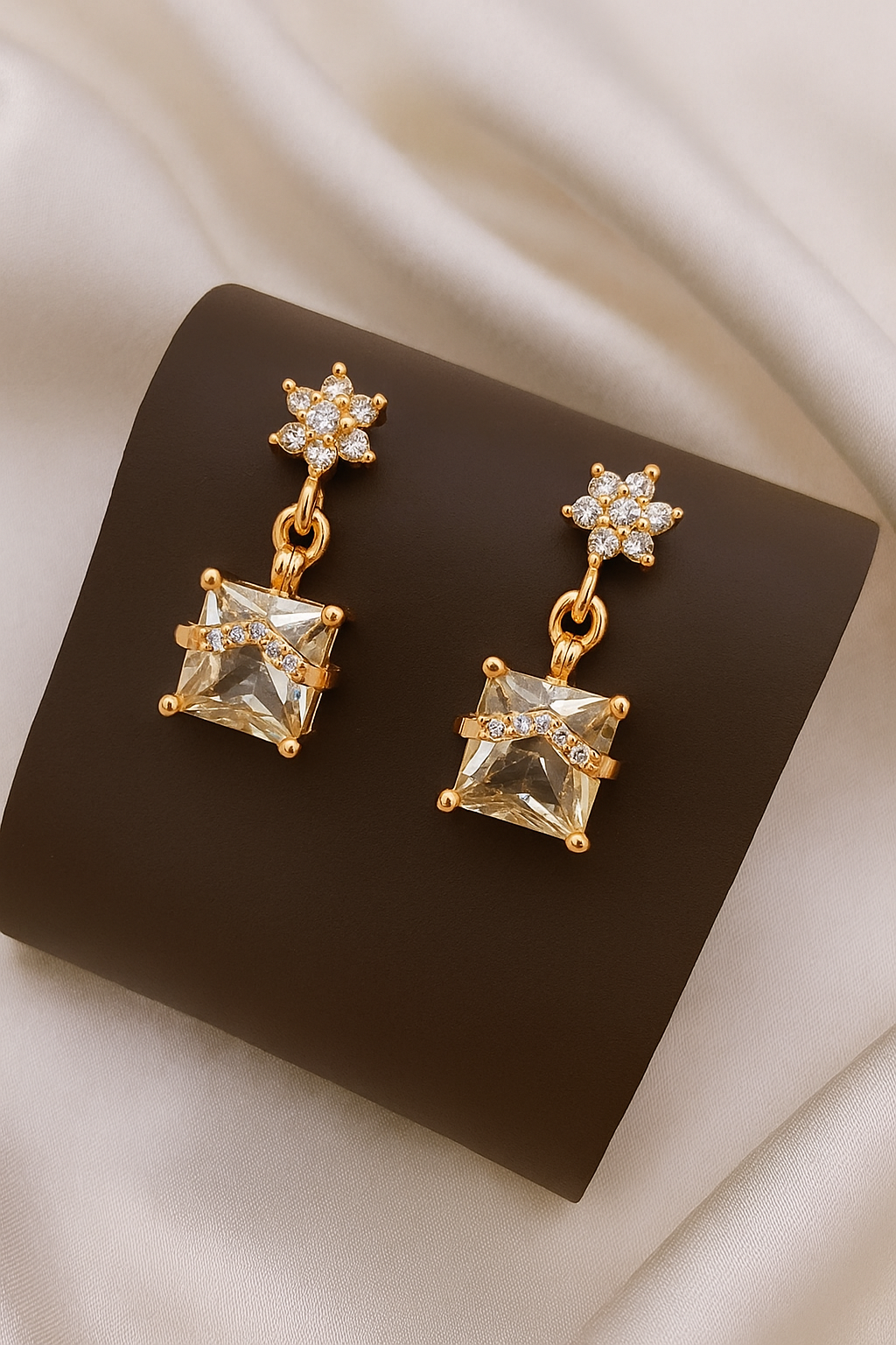 Zelra Radiant Square Drop Earrings – Timeless Glamour Redefined