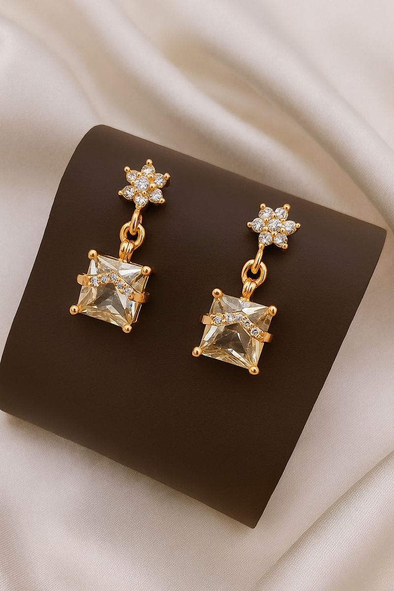 Zelra Radiant Square Drop Earrings – Timeless Glamour Redefined